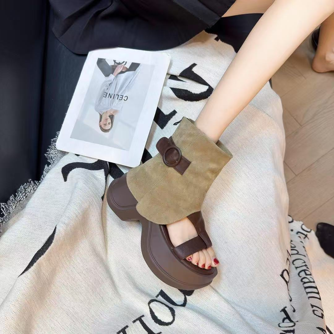 千之恋爆款厚底运动罗马凉鞋女2025夏季镂空外穿时尚小个子沙滩鞋