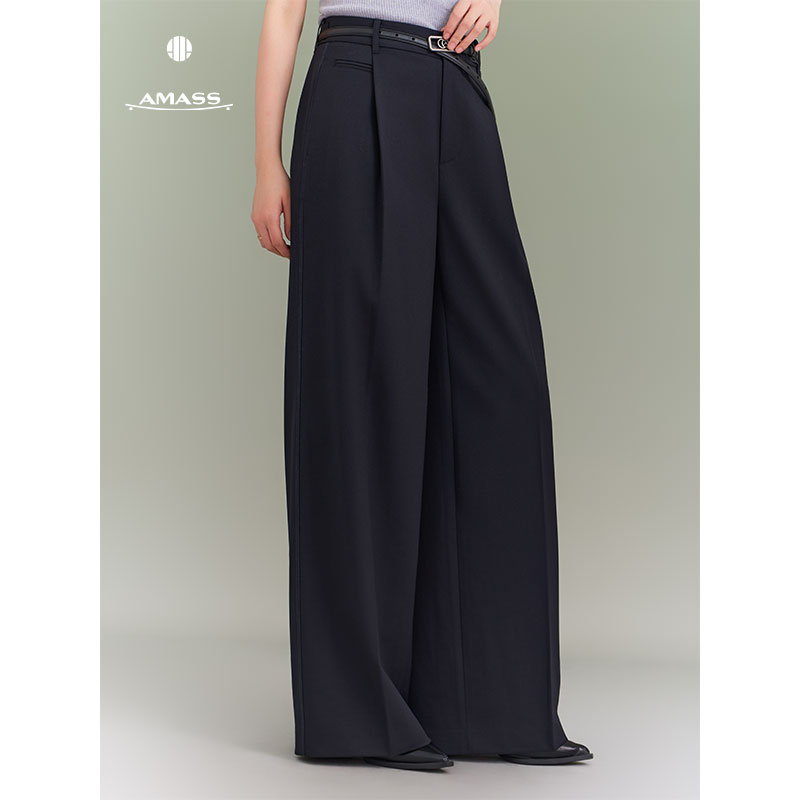 AMASS/阿玛施冬季新款休闲西装直筒长裤高腰气质西裤510149