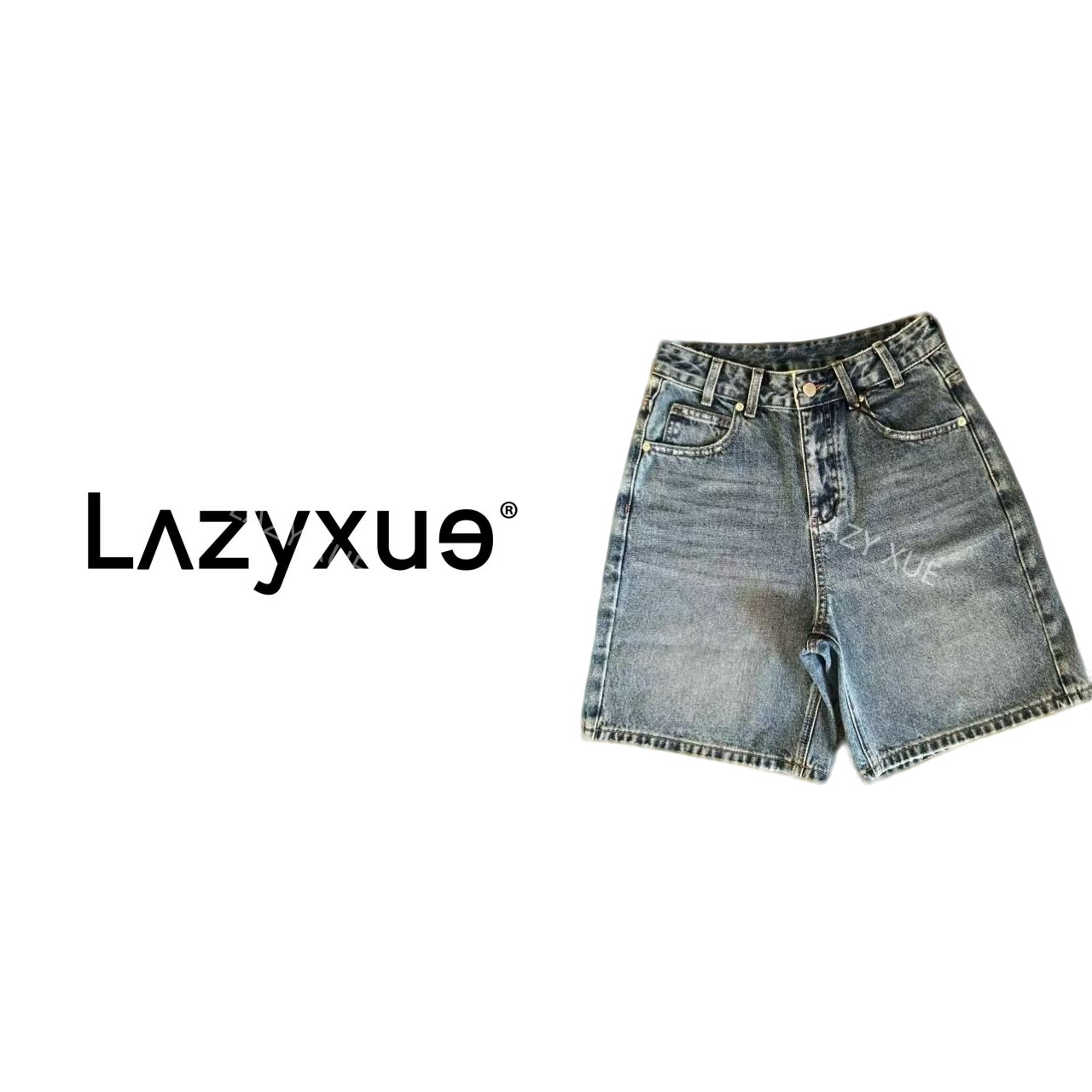 LAZYXUE薛懒懒/夏季新款时尚百搭水洗磨边牛仔中裤    ZK126