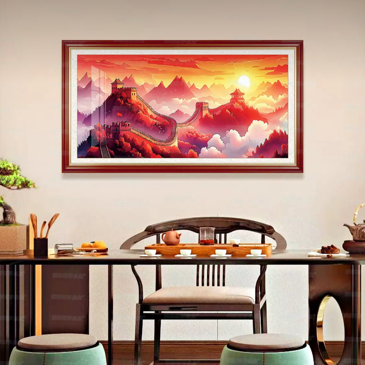 （十月甄选）万里长城118cm*62cm大格满绣无钩边39个颜色（280）