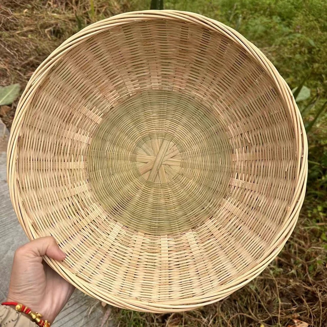 竹编篮子收纳筐馒头筐竹青皮碗型大三件套