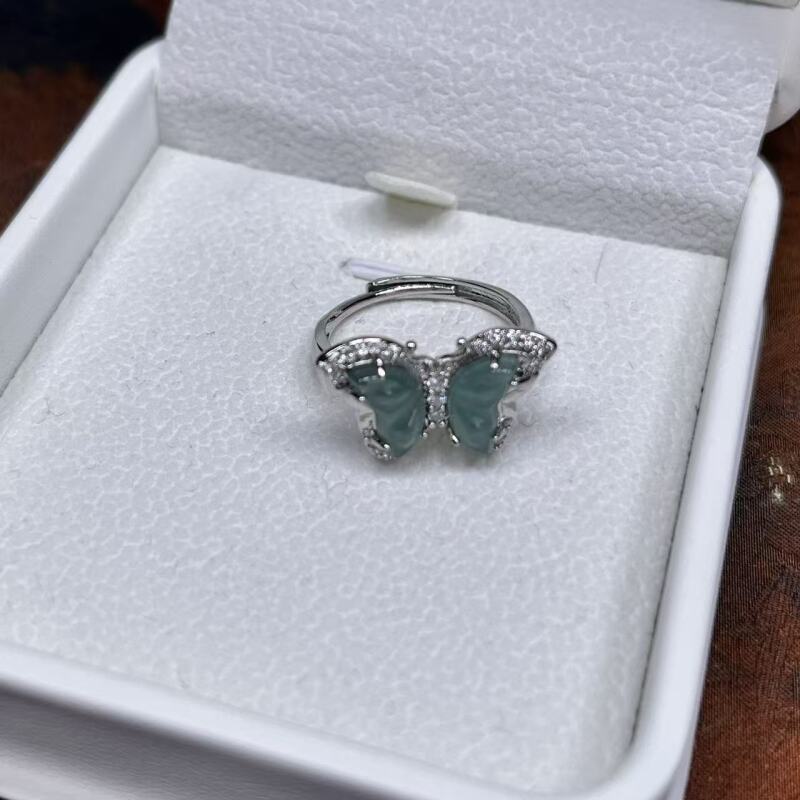 B1-天然 -高端 大气 时尚 蝴蝶 翡翠 戒指