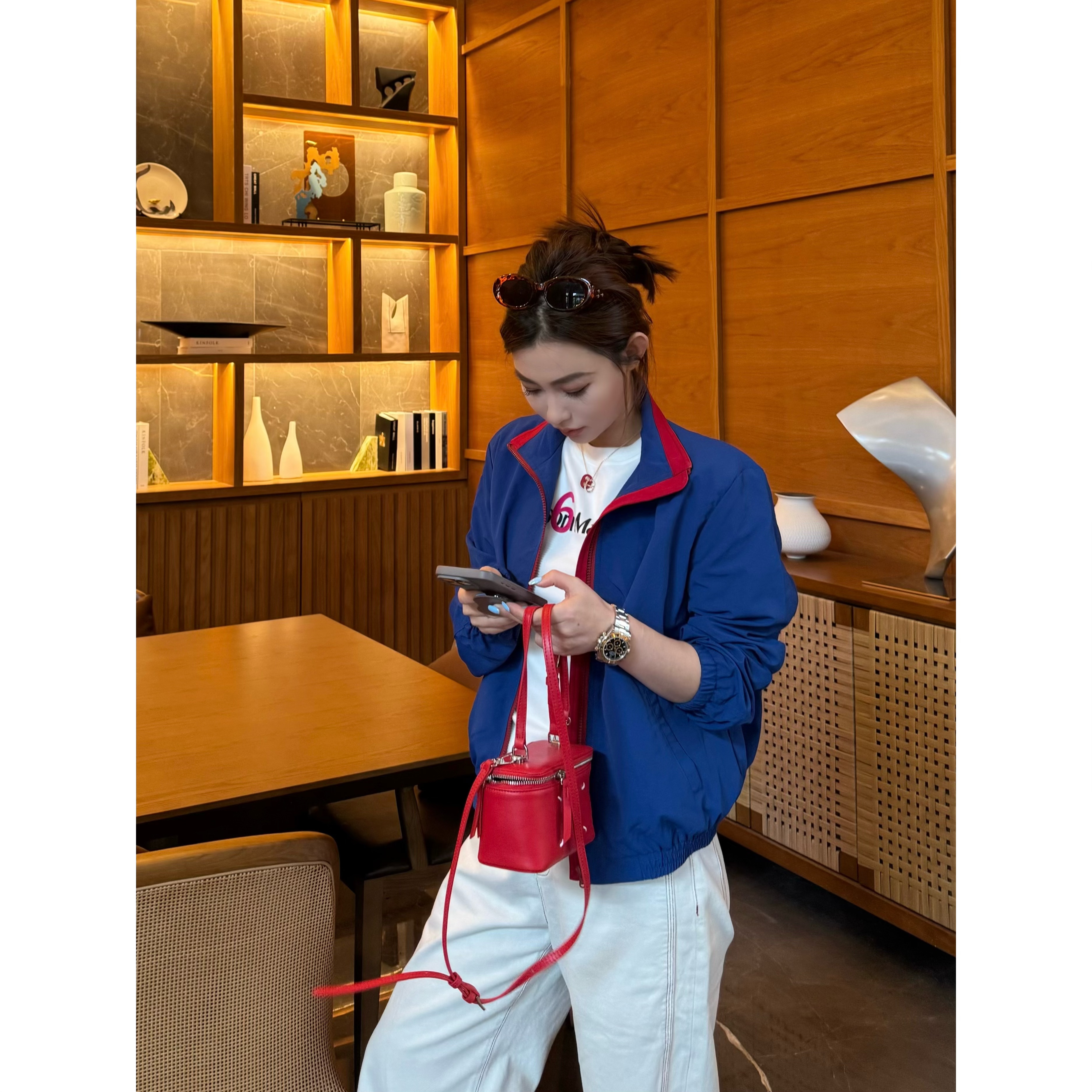 ERDAOYANG "海岛小调" 撞色拼色小标立领拉链外套WT6007