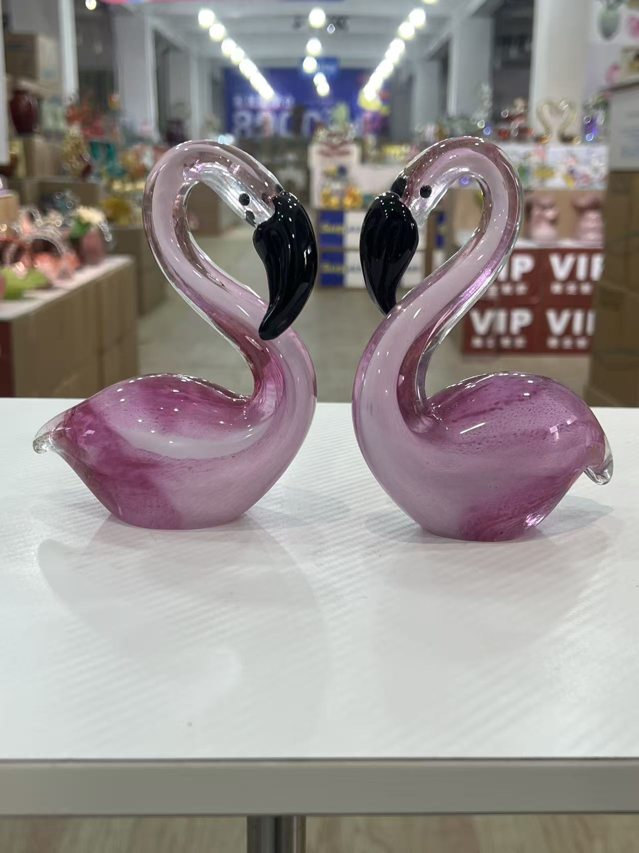 秋总专属外贸孤品粉色天鹅摆件