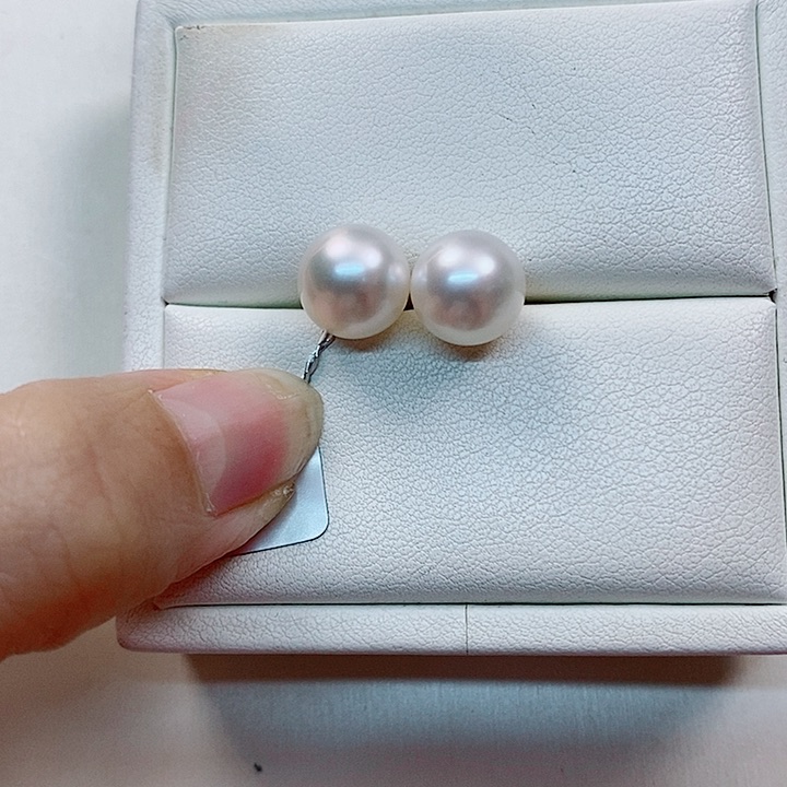 海水珍珠耳饰18K金镶嵌10-11mm