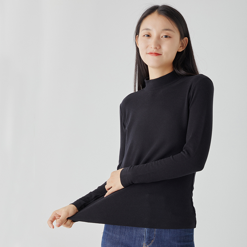 【0聚酯纤维】保暖女纯色发热透气立领毛衫内搭百搭小高领德绒衫