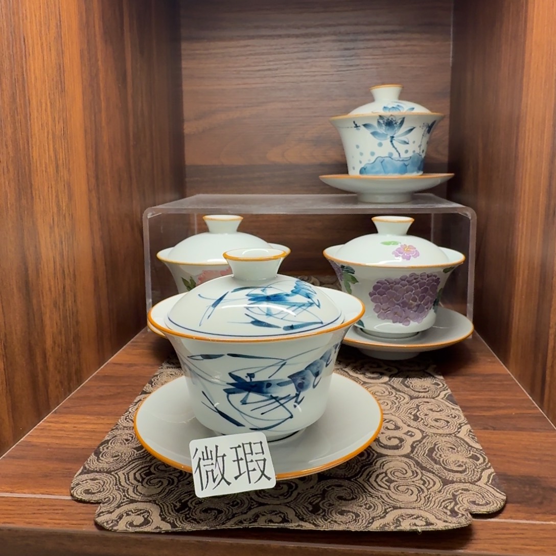 釉下手绘茶具微瑕