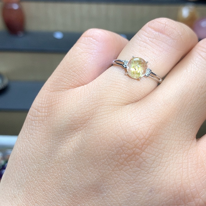 水晶水晶戒指银S925镶嵌