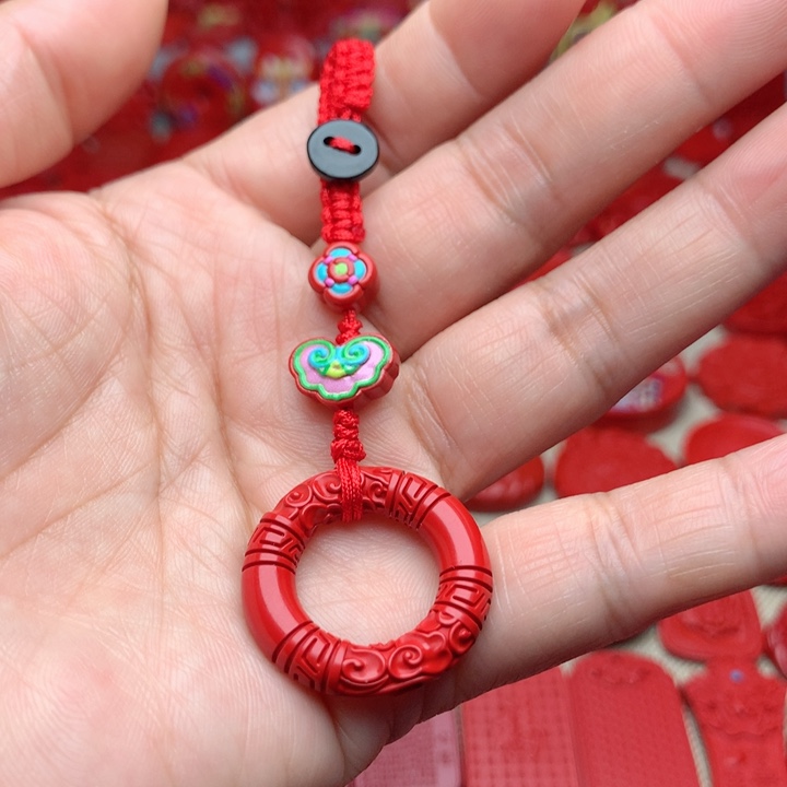 天然辰砂工艺品朱砂钥匙扣