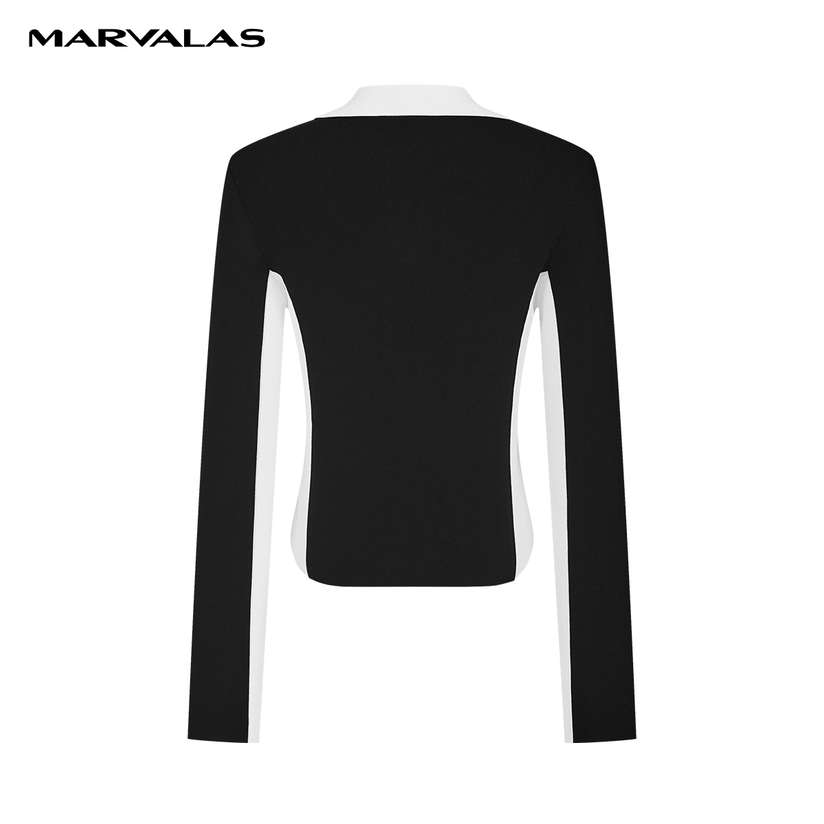 【大梦专属】曼德诗撞色针织衫翻领弹力短款套头M733308746衫女