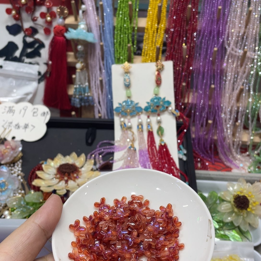 琉璃桂花深红咖色100片