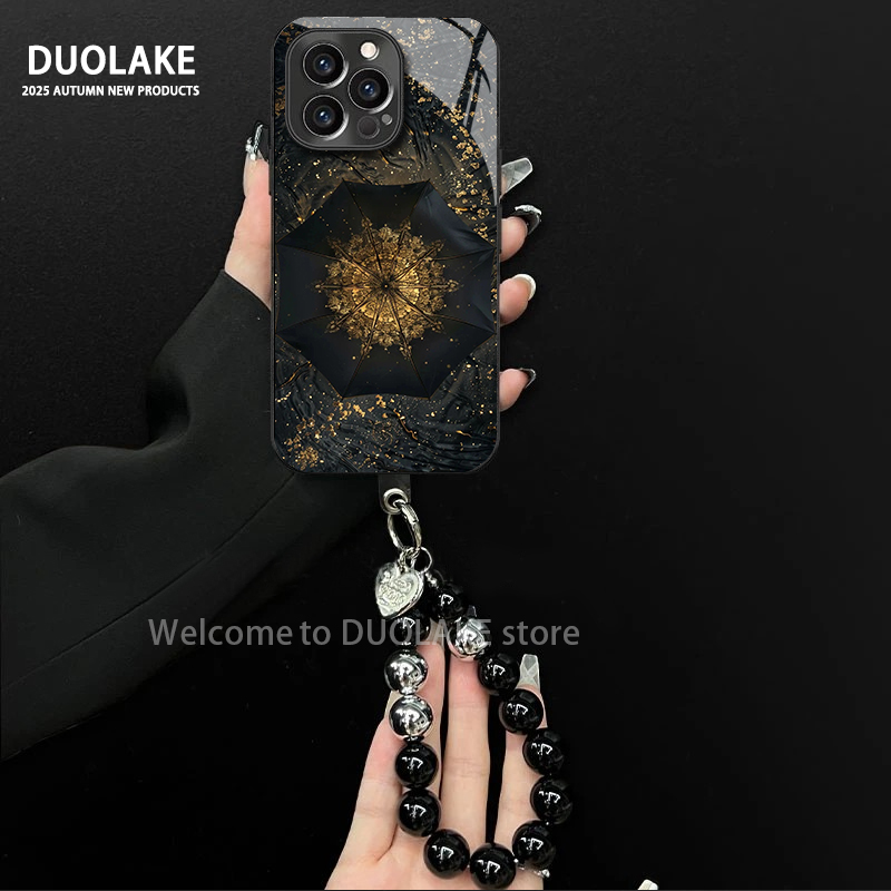 奢华黑金适用苹果vivo华为oppo小米iPhone17电镀玻璃防摔手机壳潮