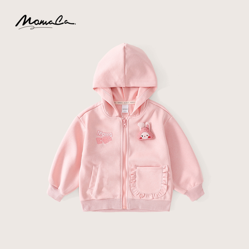 MOMOCO2025春季女童新款甜美小兔子洋气连帽针织外套77580107002