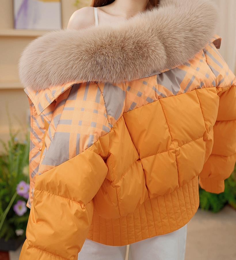 【MM甄选大朵绒】秋冬新款气质时尚保暖爱玛橙百搭大毛领女士羽绒服