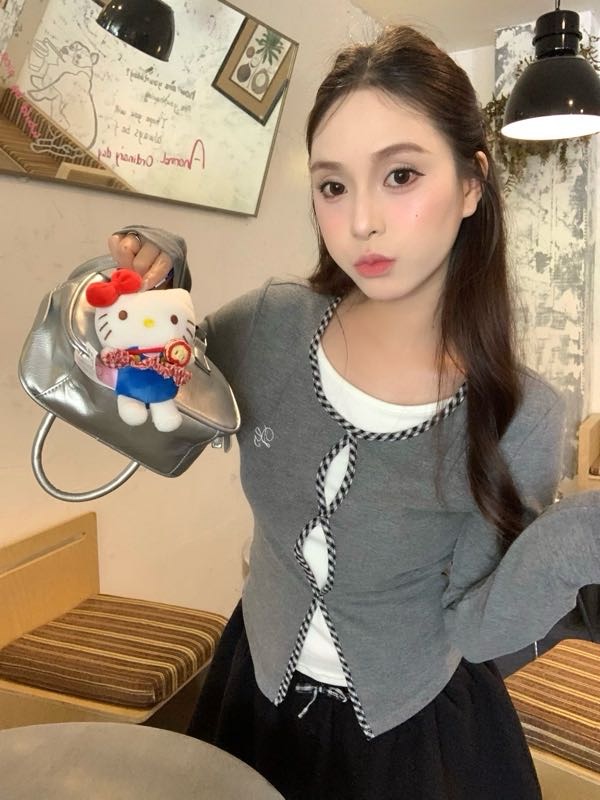 Rainbow-181917#韩系百搭撞色小衫上衣