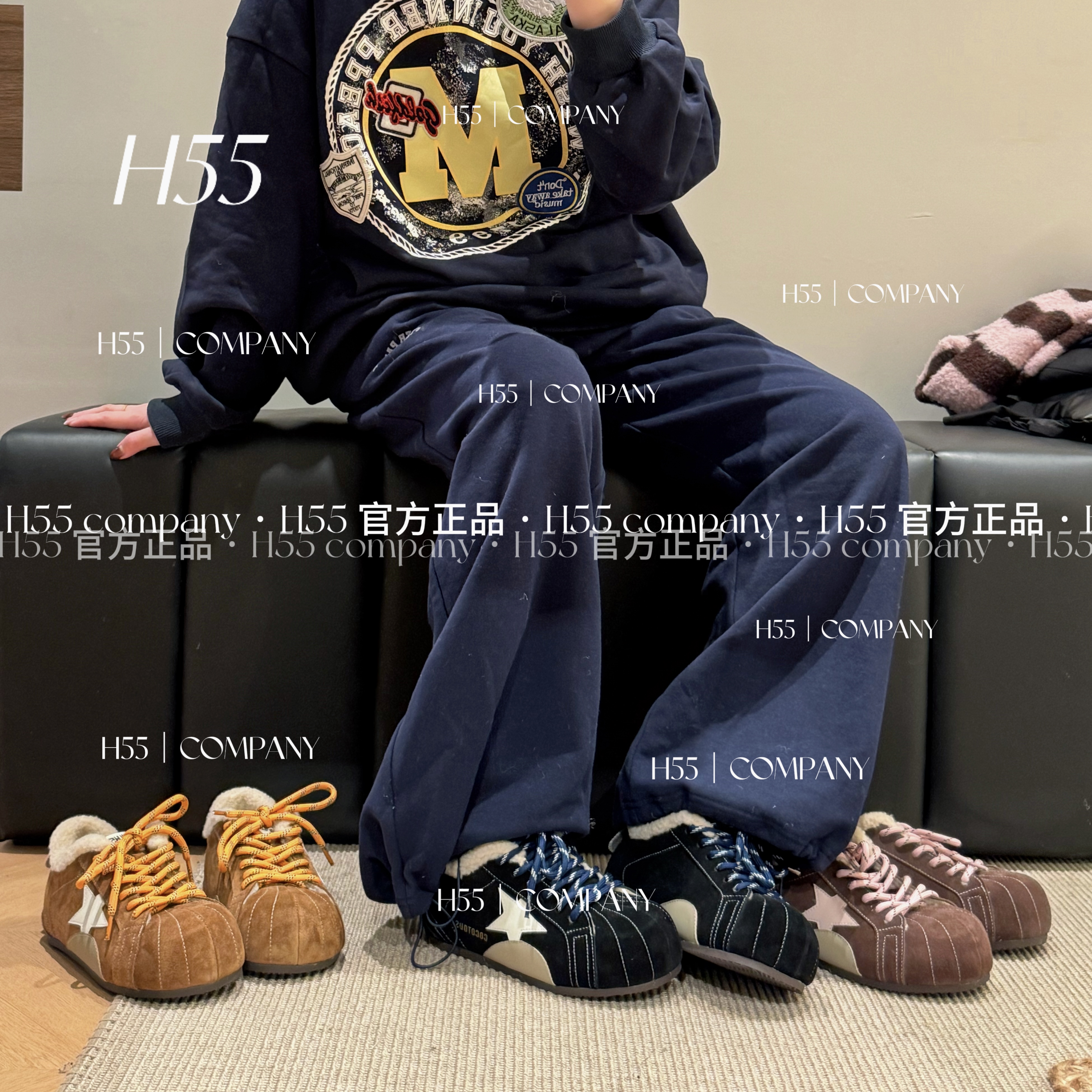 H55女鞋-600g棉里韩系高级贝壳头星星德训板鞋17-3004（萌萌专属）