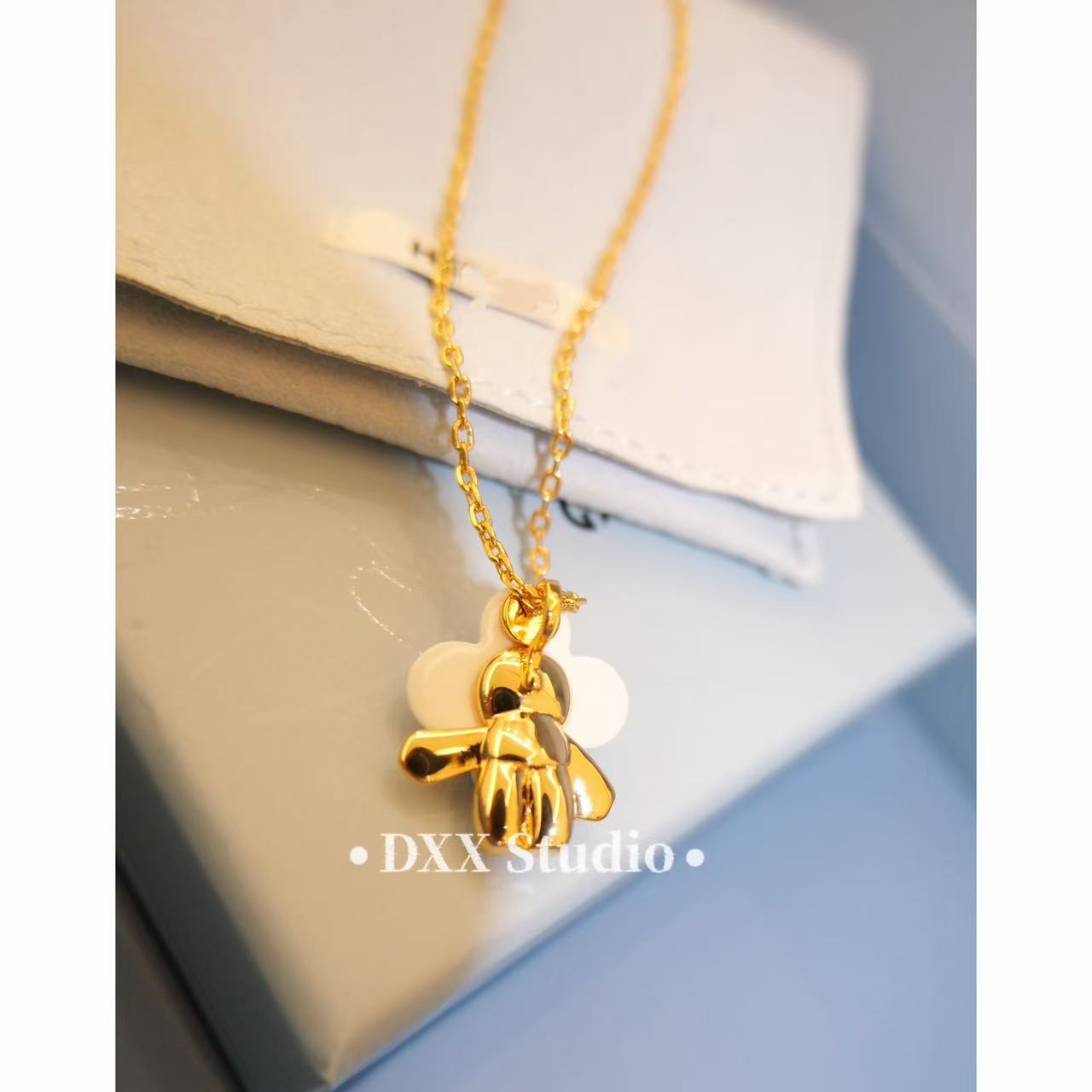 铜合金锆石项链 小众设计百搭金色花朵项链47019