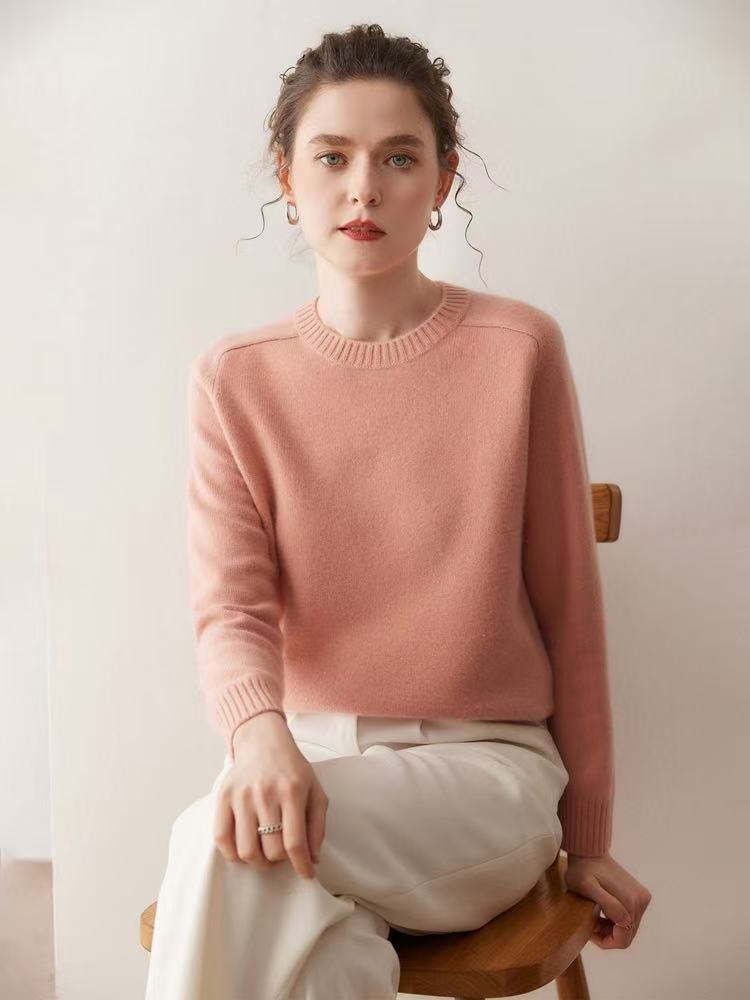 【LP同款马鞍肩圆领】100%山羊绒康赛妮Aurora纱线圆领加厚百搭