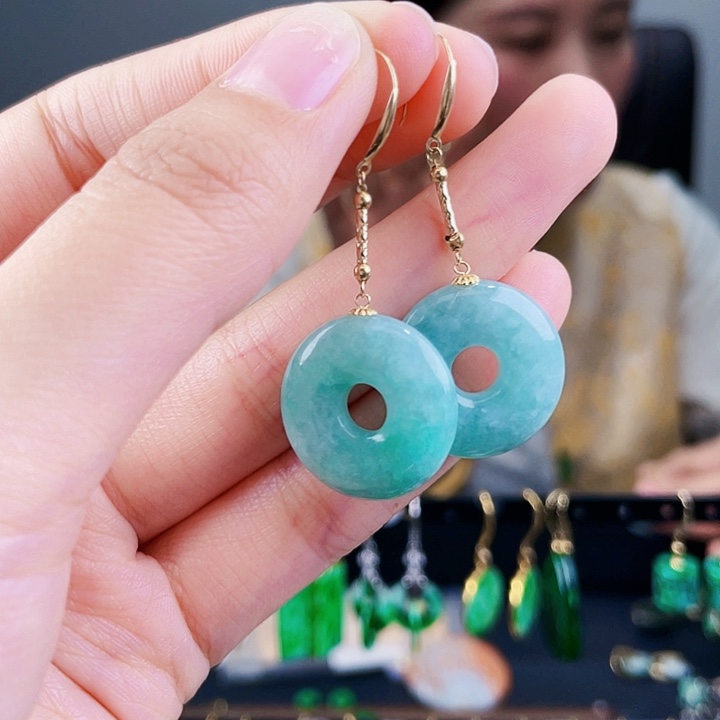 翡翠耳饰18K金镶嵌饰品