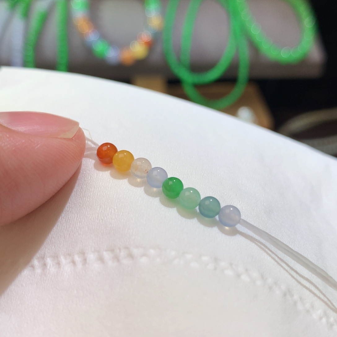 翡翠散珠翡翠珠子七彩