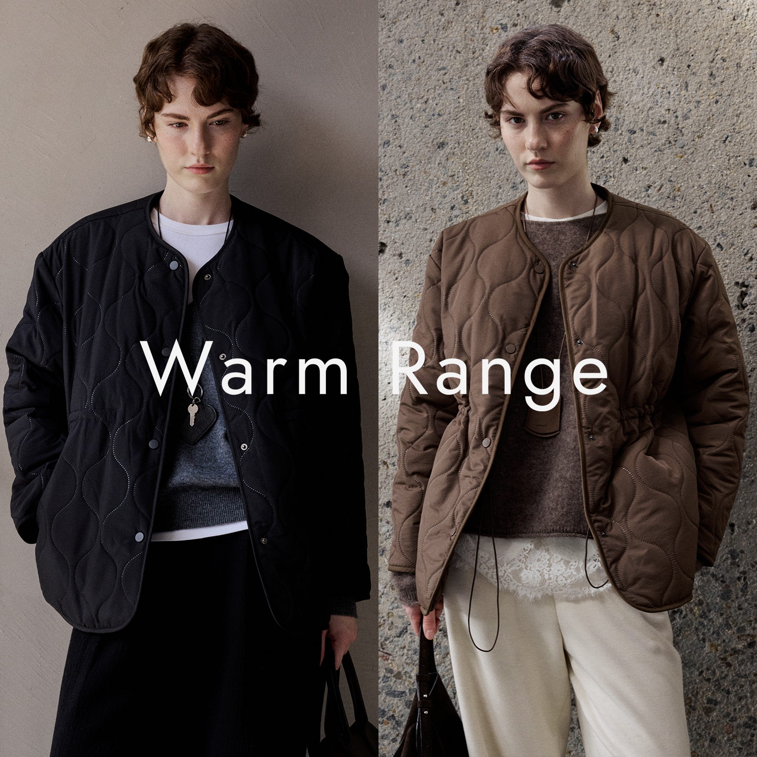 Warm Range 葫芦绗线羊羔毛里衬轻便棉服秋冬宽松加绒保暖外套女