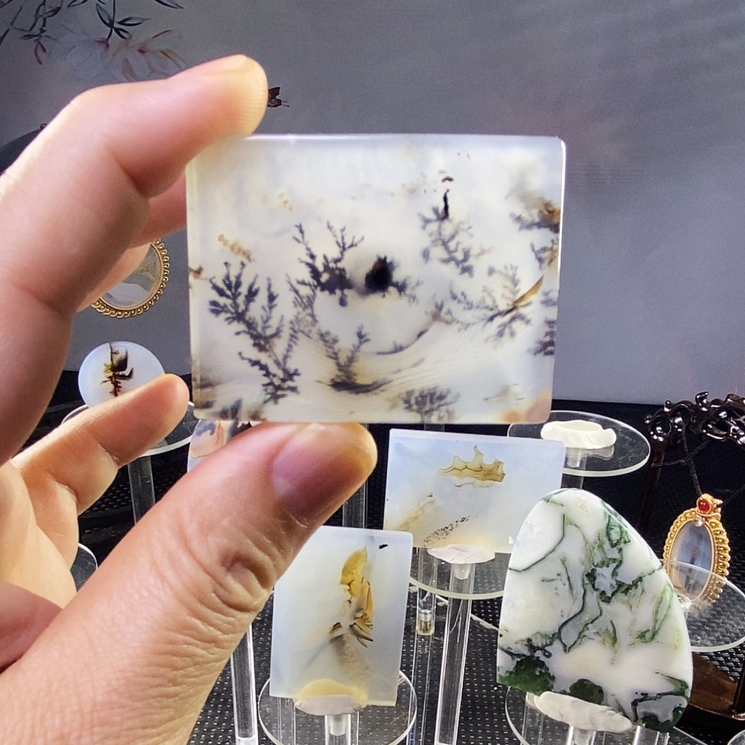 合成碳硅石非金属时尚图纹画面石饰品