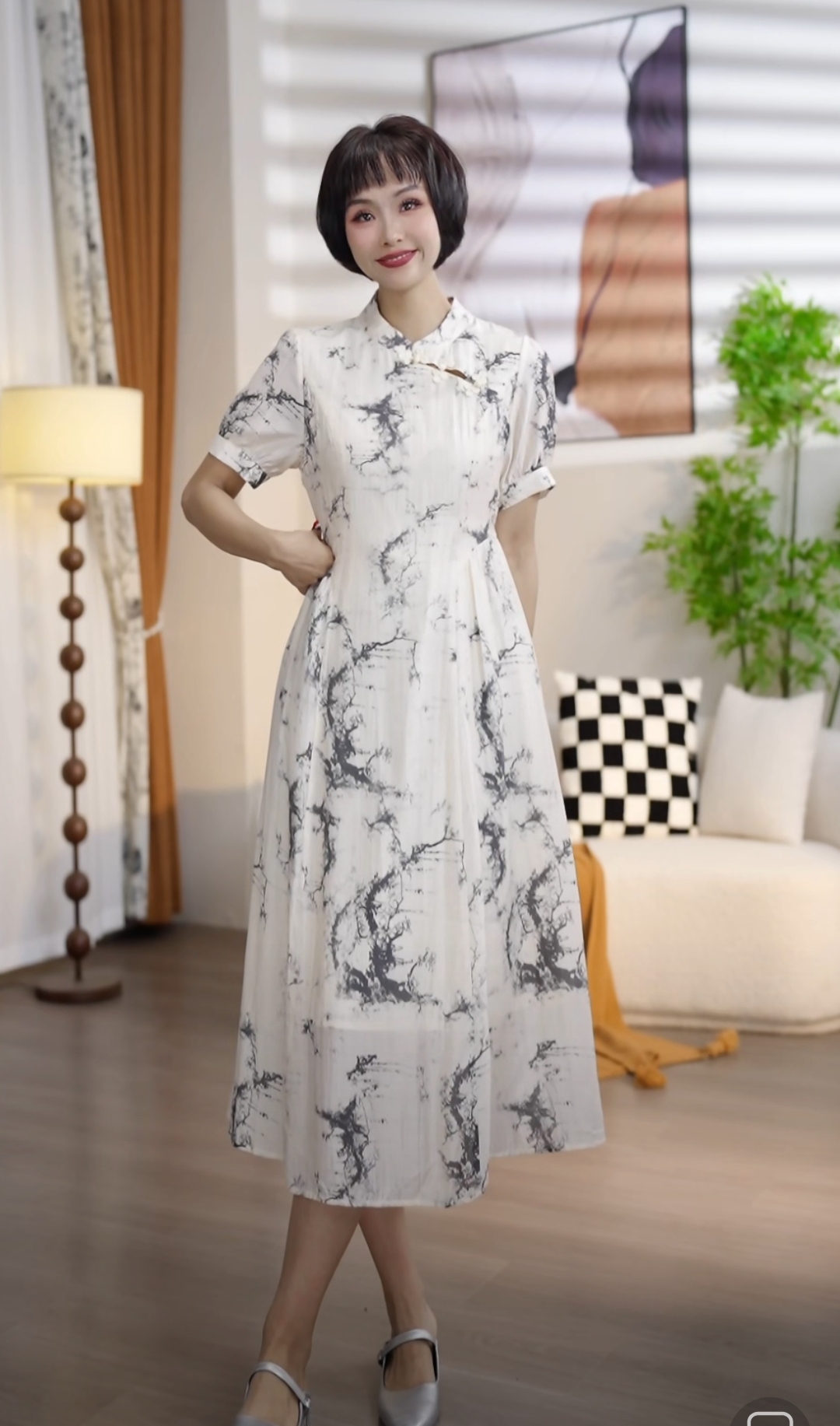 L338夏季时尚国风高腰显瘦旗袍连衣裙DM7