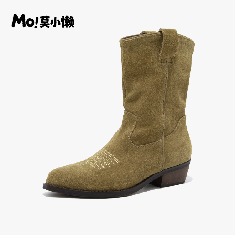 【MO莫小懒】腿精担当！增高5cm尖头复古短靴子欧美风短筒马丁靴