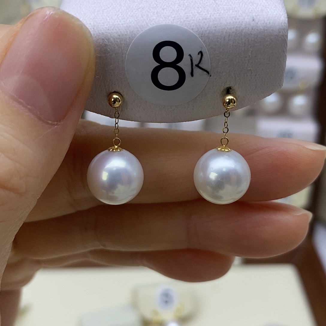 淡水珍珠耳饰18K金镶嵌