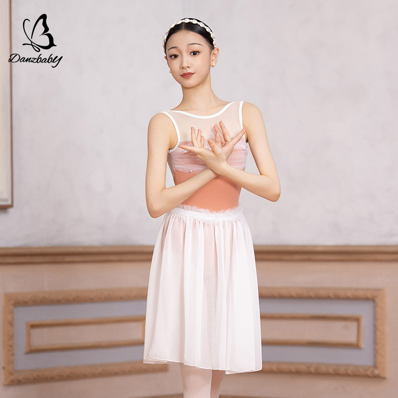 danzbaby芭蕾儿童成人同款体操服女生艺考网纱露背练功体服BAS59