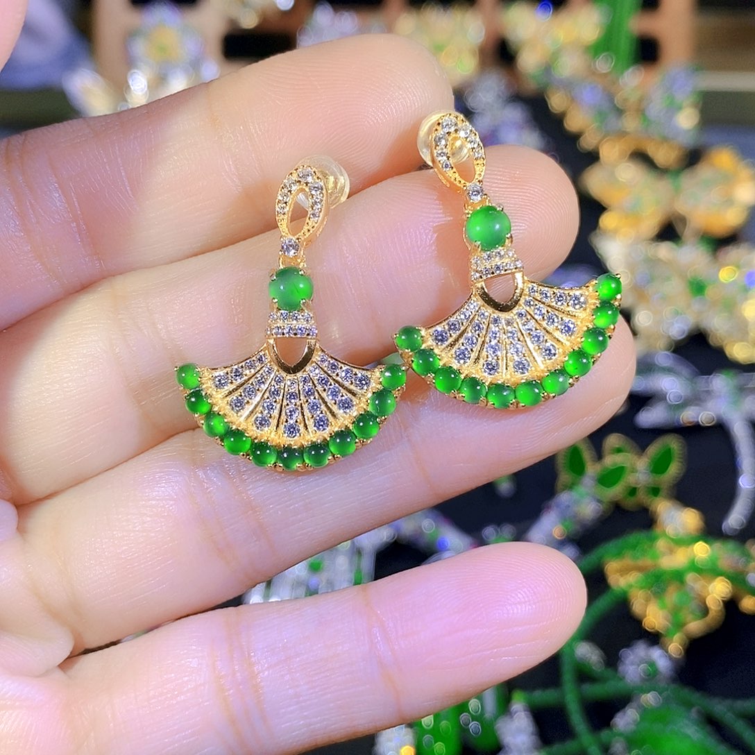 吊坠(不含链)银S925镶嵌翡翠