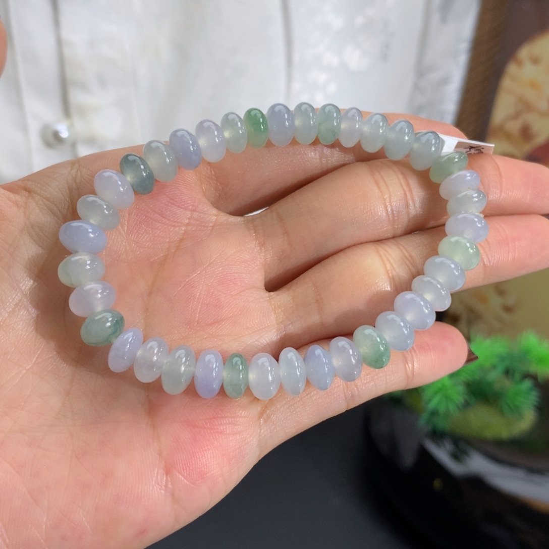 未镶嵌手串翡翠卡7.6冰胶马卡龙鼓珠手串