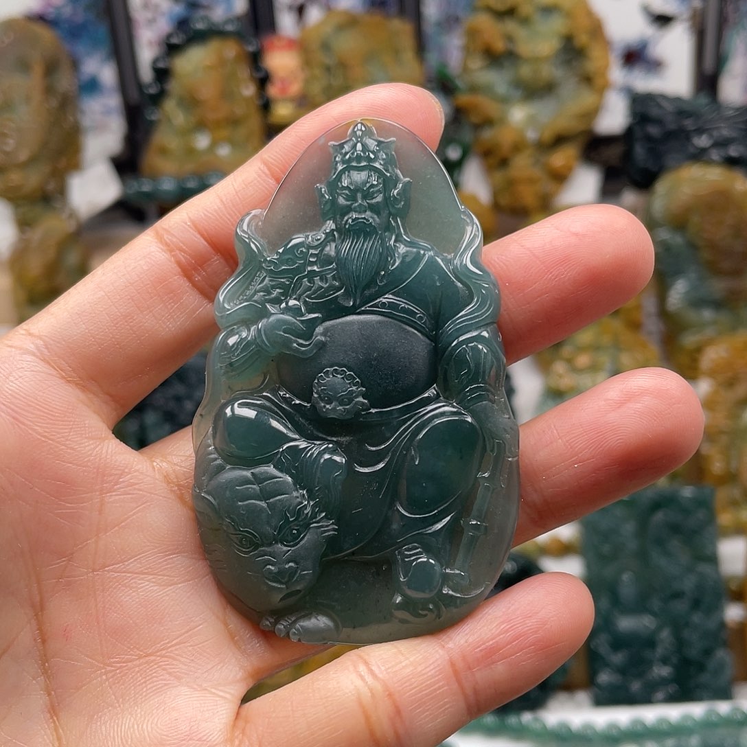 翡翠未镶嵌颈饰天然翡翠a货赵公明