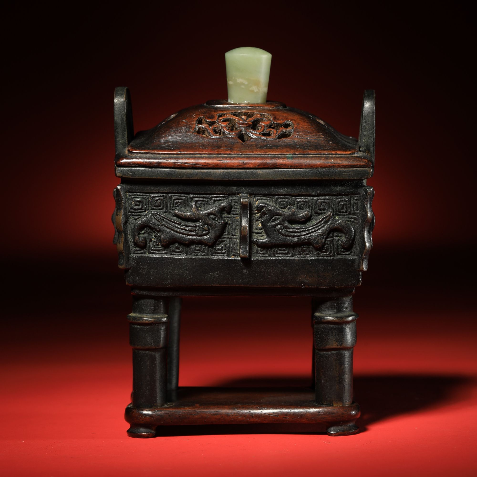 【2月17日古董拍卖】3510 清早期 铜凤鸟纹鼎式炉