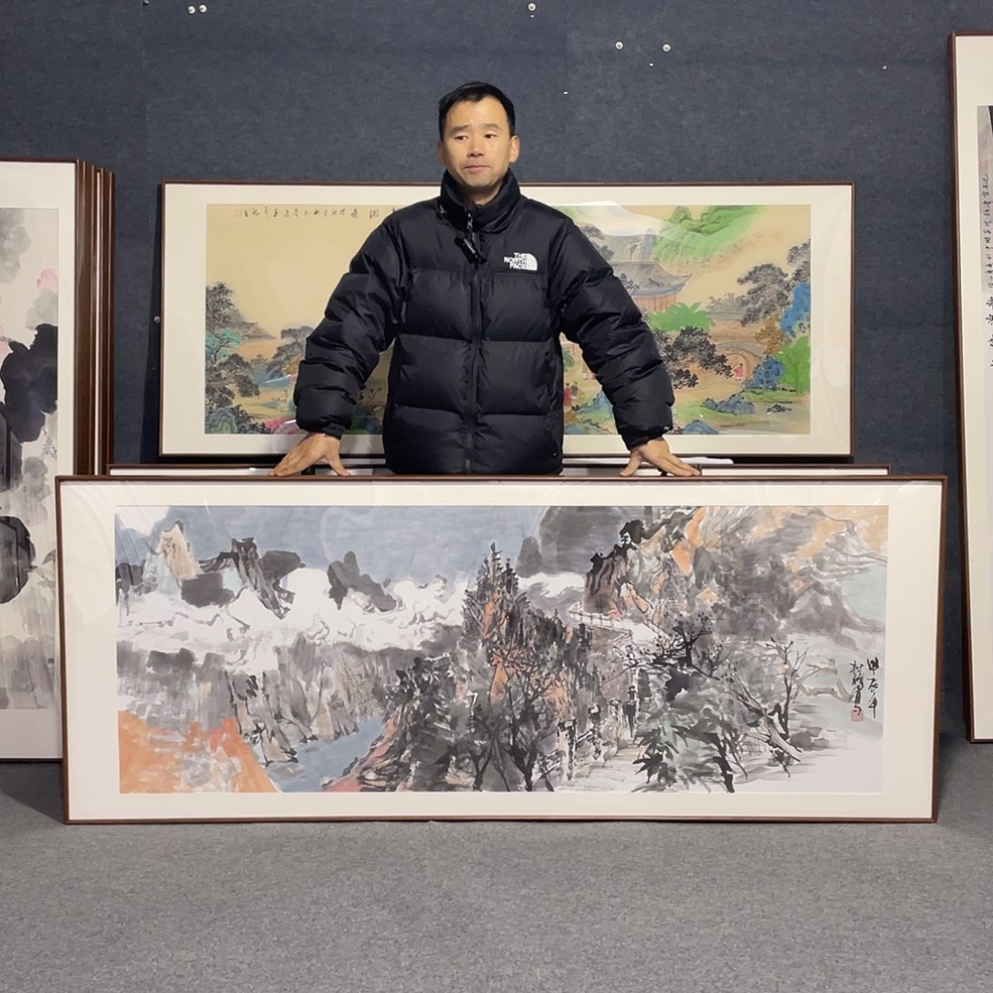 国画手绘画作品带框发货