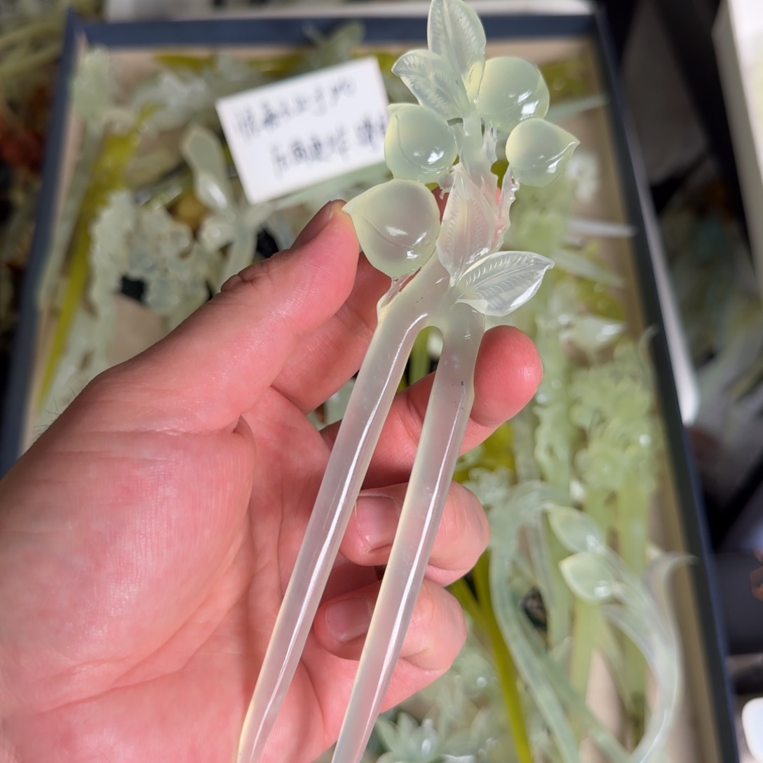 岫玉发饰未镶嵌明君玉簪就是好看