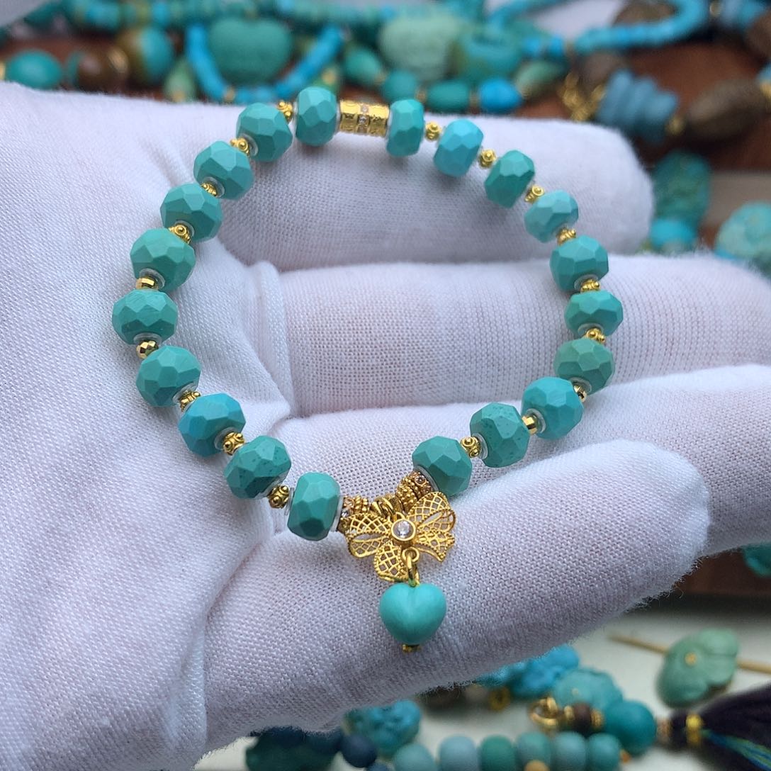 绿松石18K金镶嵌颈饰