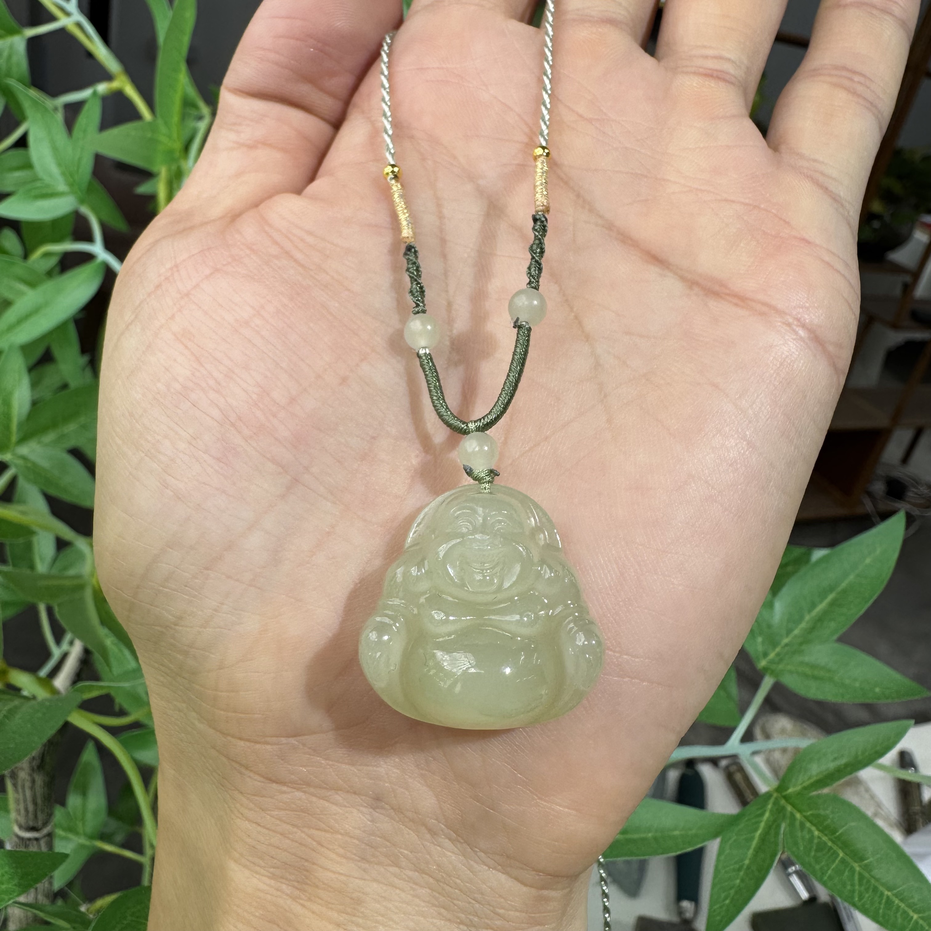 和田玉晴水厚装佛公吊坠25mm 珠宝玉石 温润细腻 项链挂件挂坠