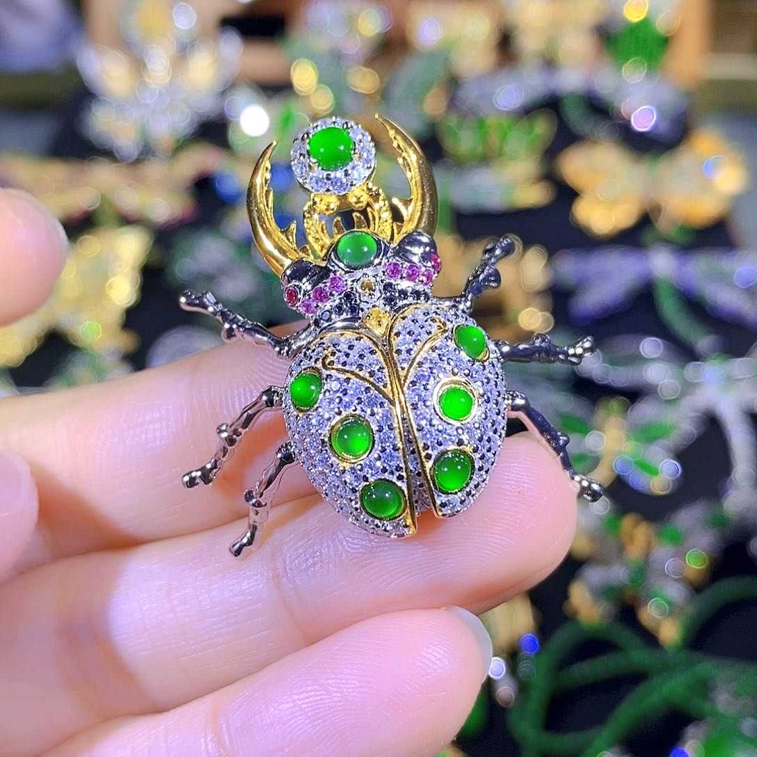 吊坠(不含链)银S925镶嵌翡翠