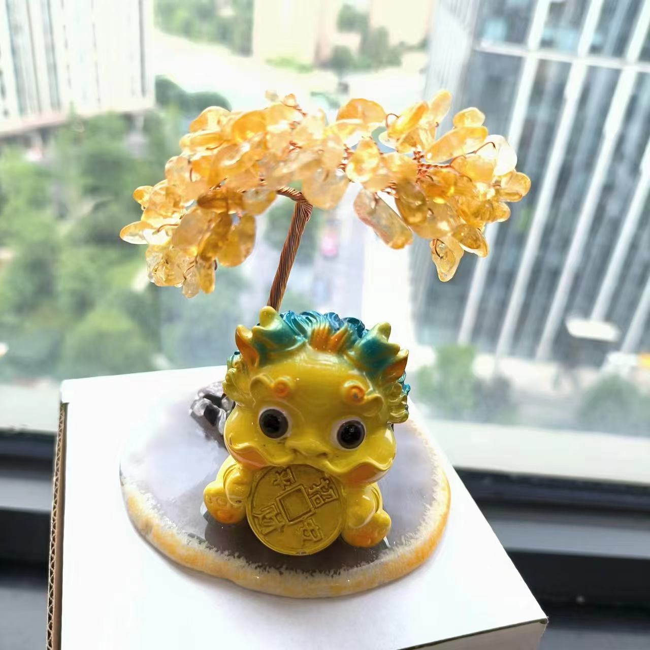 黄色貔貅黄色树水晶摆件-606138