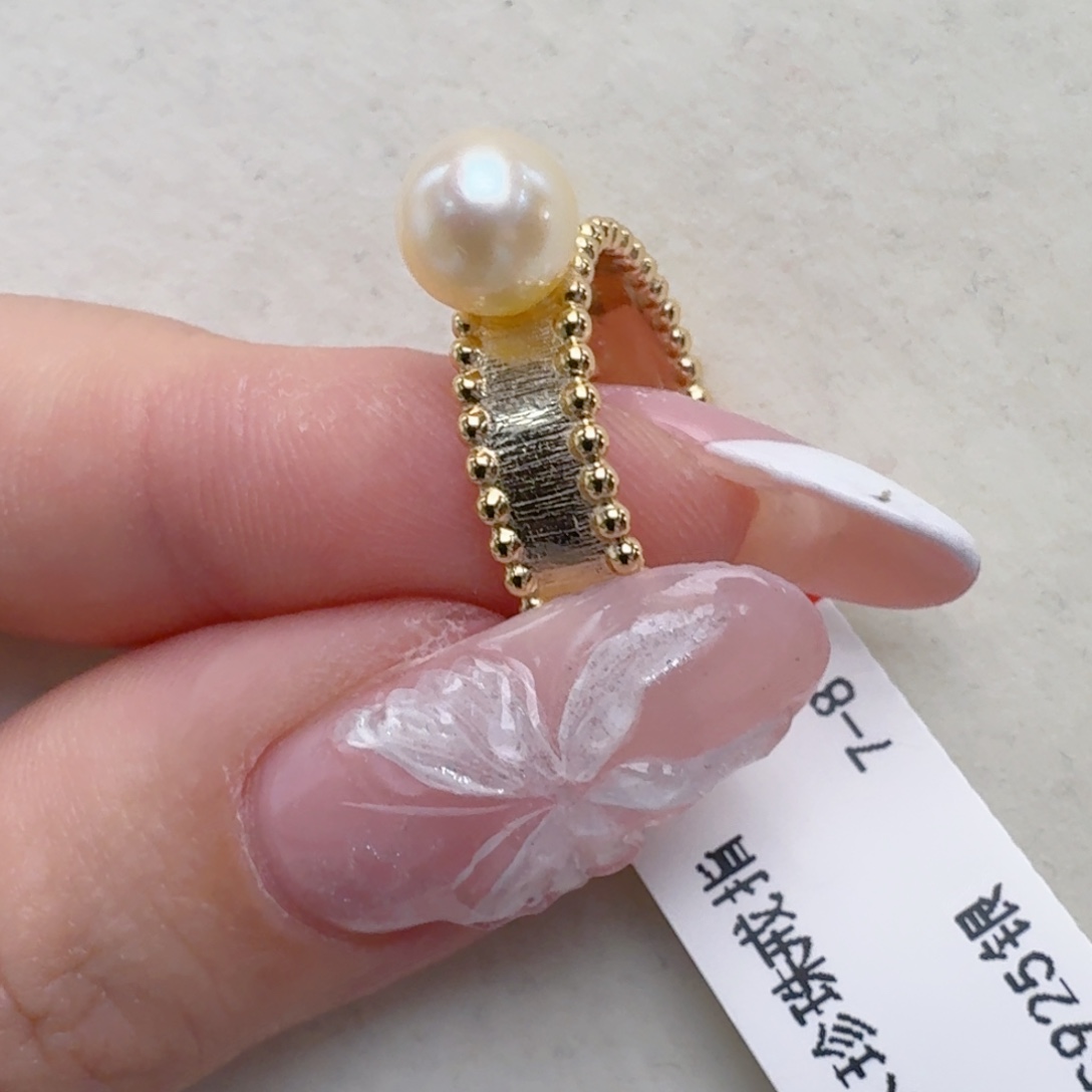 戒指银S925镶嵌海水珍珠@@yj373