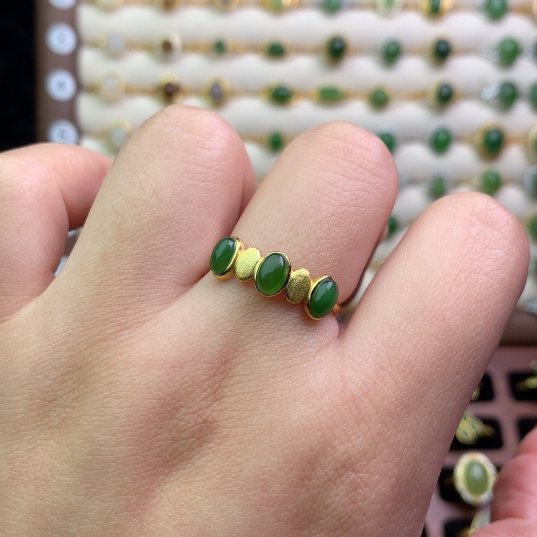 和田玉银S925镶嵌戒指