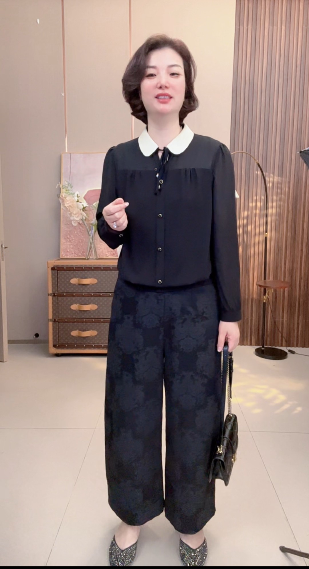 《林李上新》25925时尚新款拼色显瘦气质百搭女装上衣轻奢减龄长袖