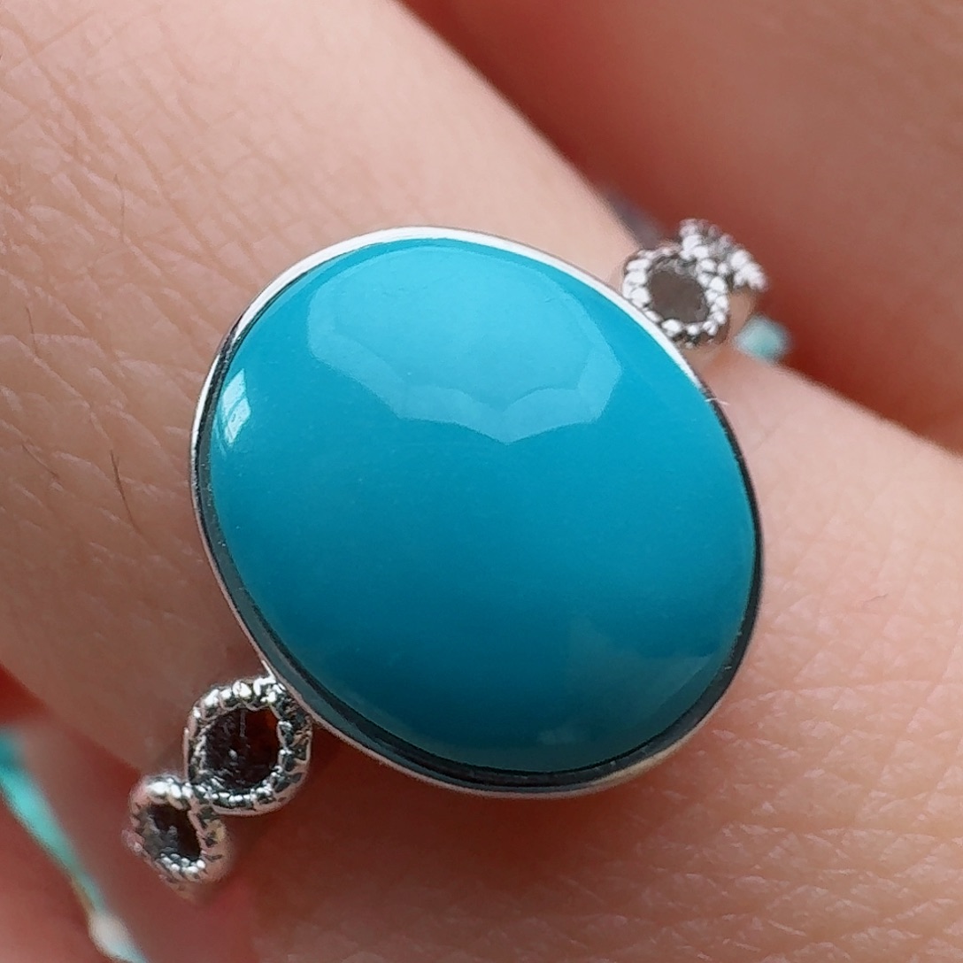 绿松石银S925镶嵌戒指