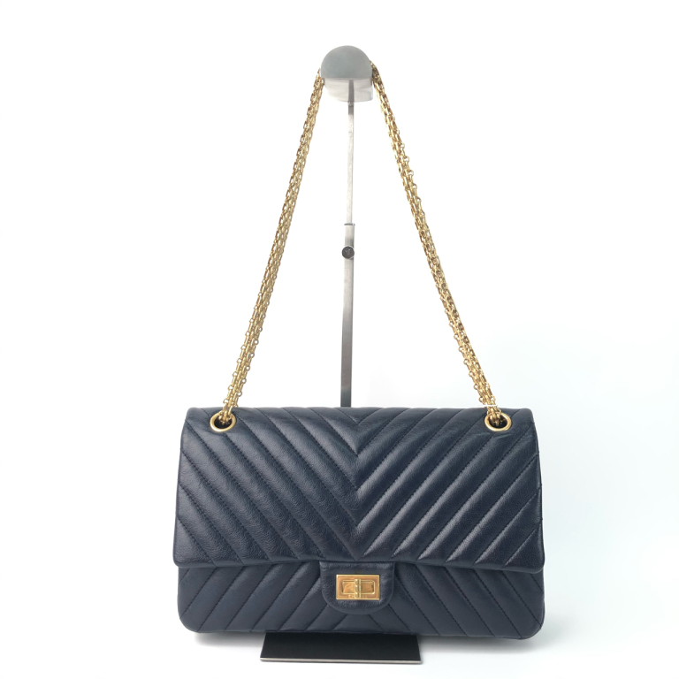 95新 Chanel/香奈儿 安洁利严选深海蓝中号2.55单肩包WHZ19535H