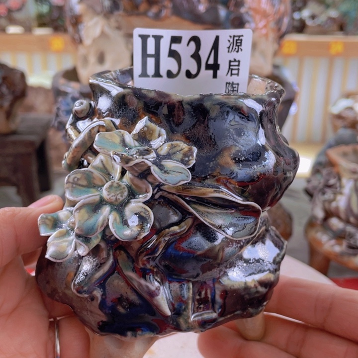 紫砂花盆景德镇陶瓷534