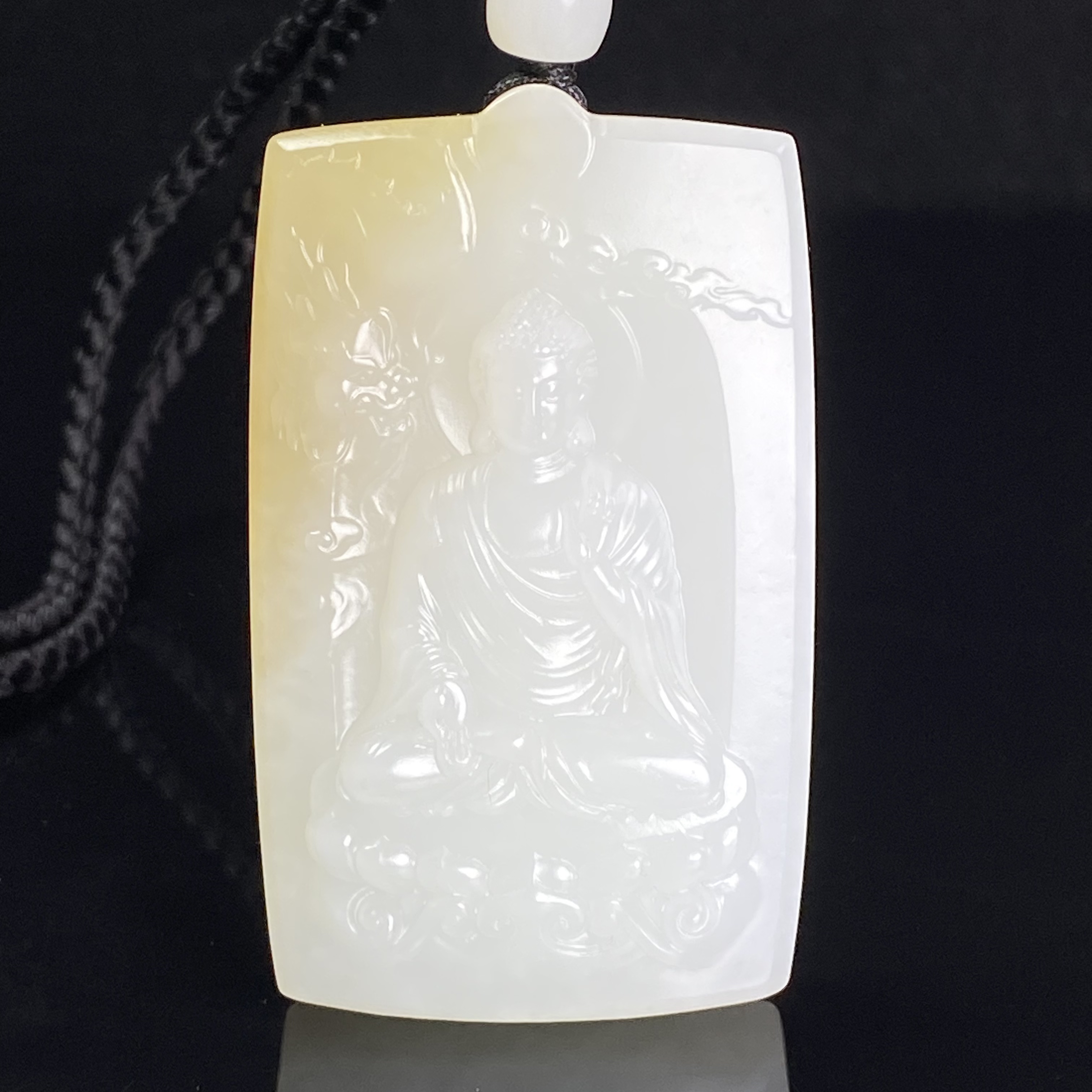 和田玉糖白玉阿弥陀佛玉牌挂件时尚精雕生肖守护神（颜色略有偏差）