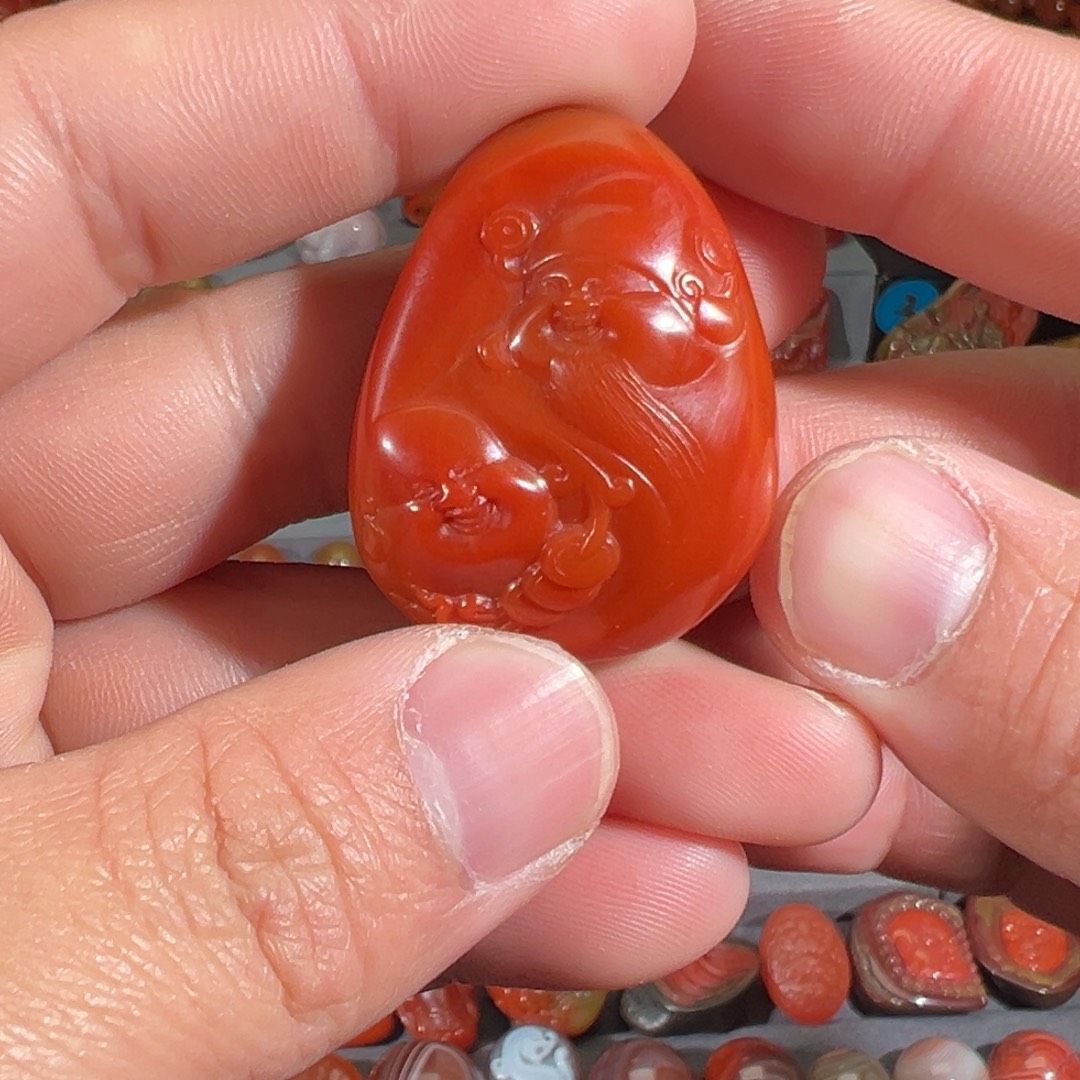 全***哥南红玛瑙未镶嵌37mm财富双收（财佛）