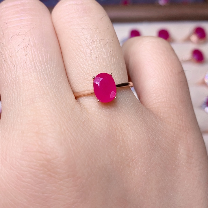 红宝石戒指银S925镶嵌