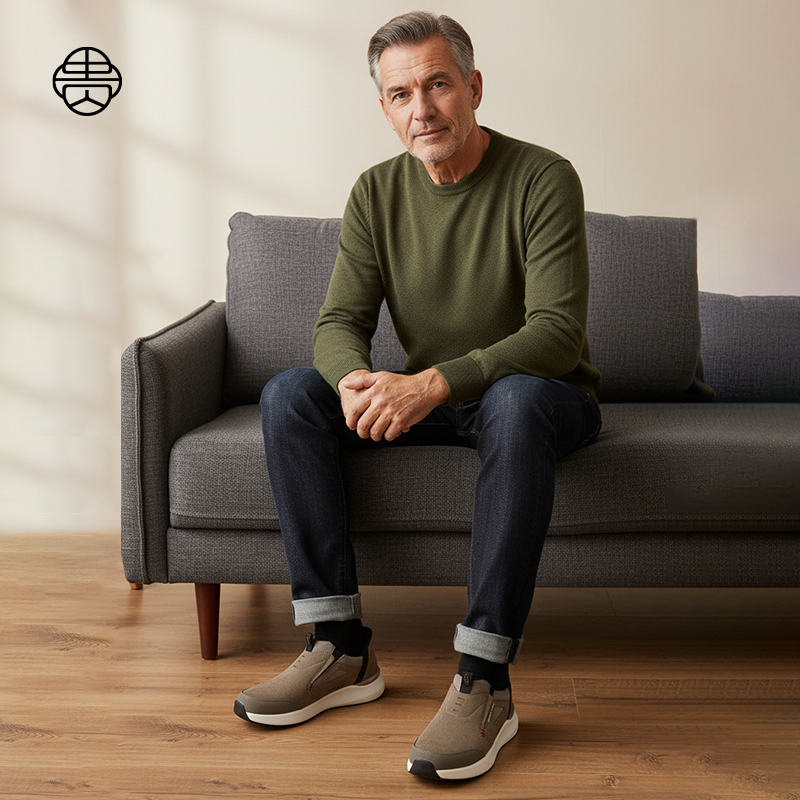 闪穿科技防水皮面健步鞋复古时尚百搭户外8121